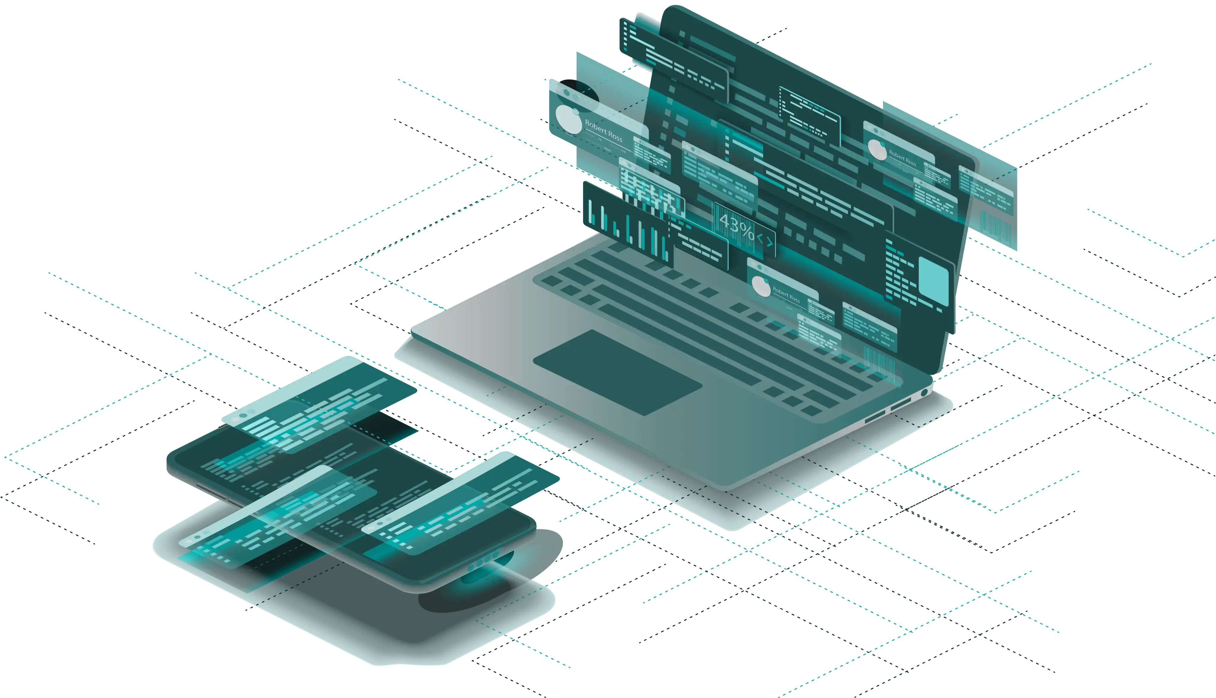 Web Development Services showcased on a laptop illustration